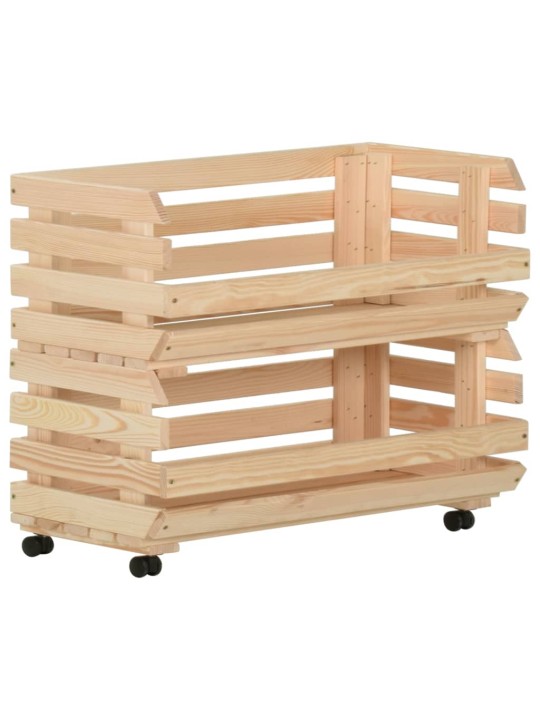 Vozík na zeleninu 77 x 30 x 80 cm masivní borové dřevo