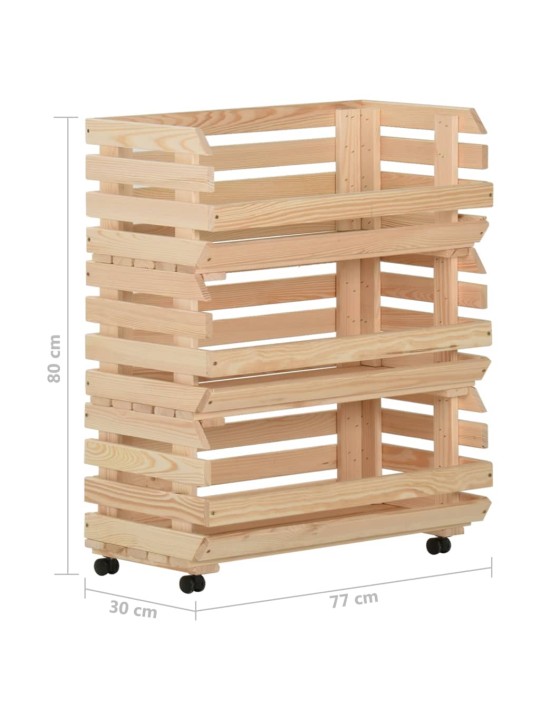 Vozík na zeleninu 77 x 30 x 80 cm masivní borové dřevo