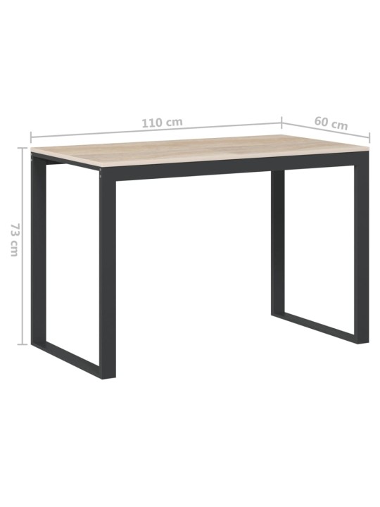 Počítačový stůl černý a dub 110 x 60 x 73 cm dřevotříska