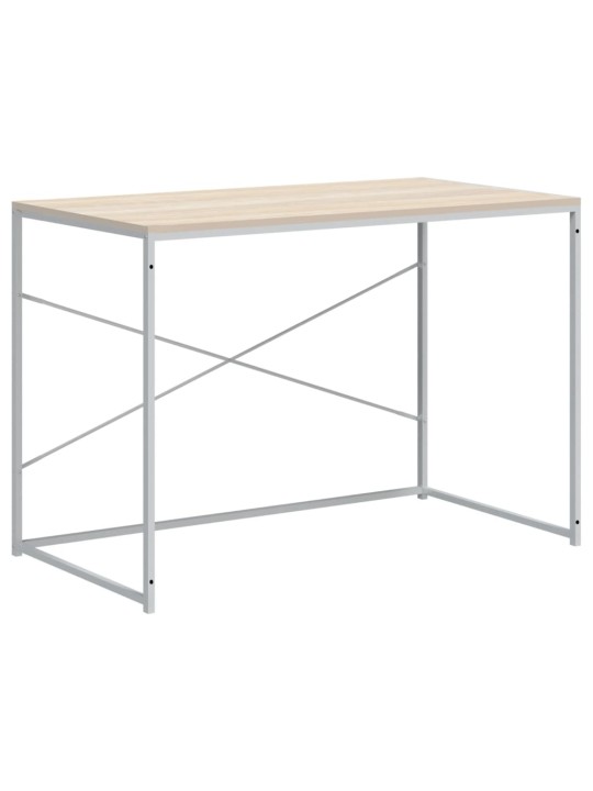 Počítačový stůl bílý a dub 110 x 60 x 70 cm kompozitní dřevo
