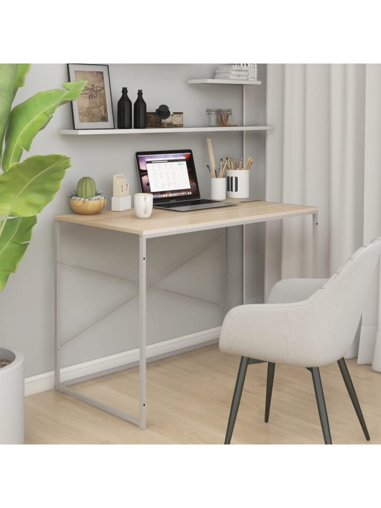 Počítačový stůl bílý a dub 110 x 60 x 70 cm kompozitní dřevo