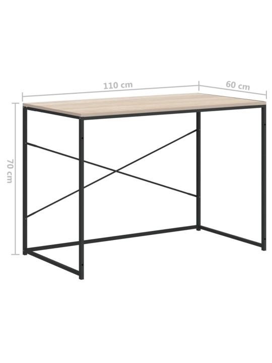 Počítačový stůl černý a dub 110 x 60 x 70 cm kompozitní dřevo