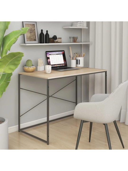 Počítačový stůl černý a dub 110 x 60 x 70 cm kompozitní dřevo