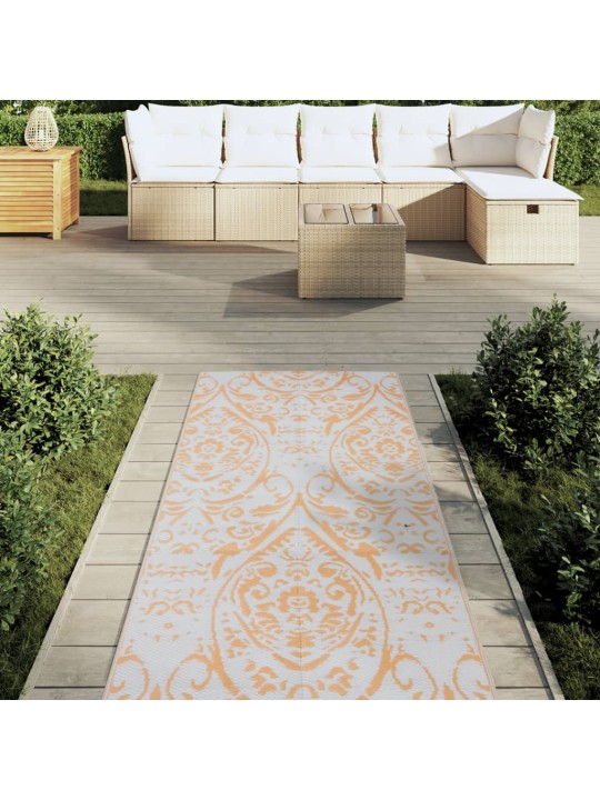 Venkovní koberec ARAKIL oranžový a bílý 80x250 cm PP