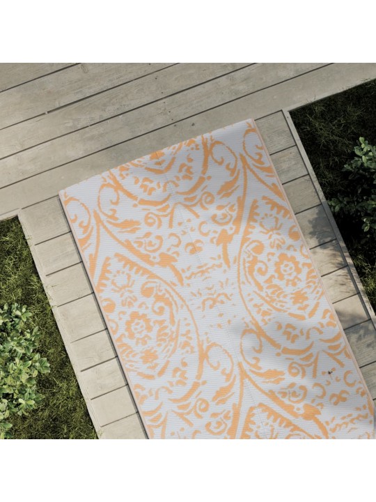 Venkovní koberec ARAKIL oranžový a bílý 80x250 cm PP
