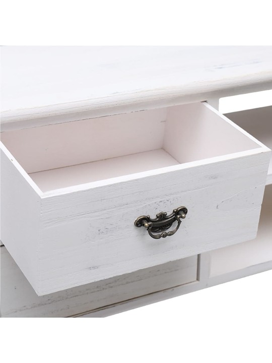 TV stolek bílý s patinou 108x30x40 cm masivní dřevo pavlovnie