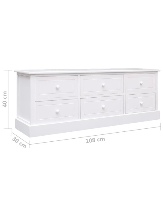 TV stolek bílý 108 x 30 x 40 cm masivní dřevo pavlovnie