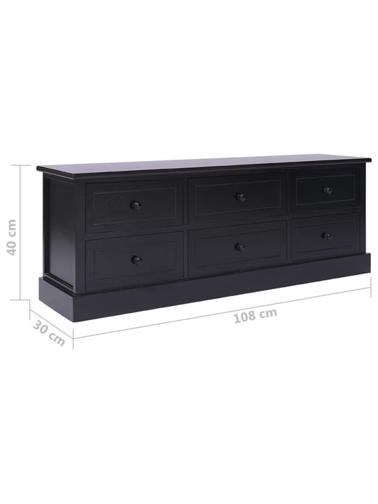 TV stolek černý 108 x 30 x 40 cm masivní dřevo pavlovnie