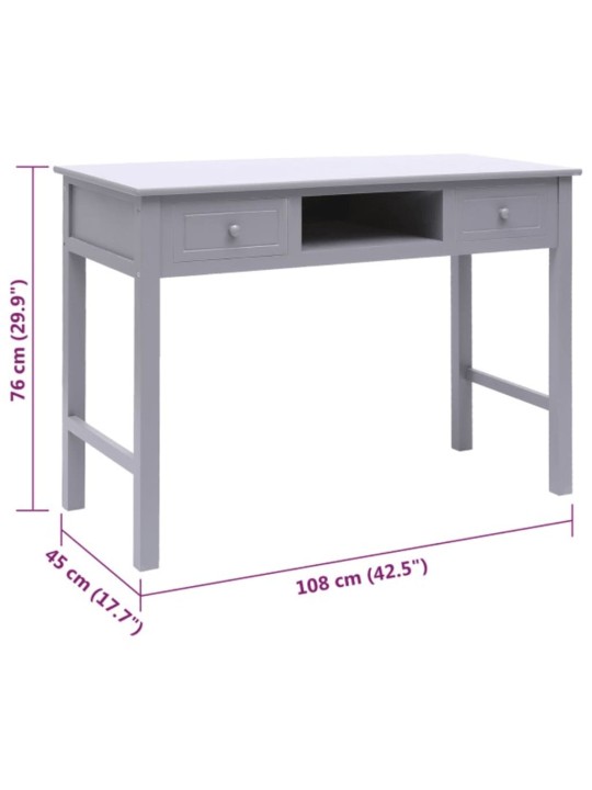 Psací stůl šedý 108 x 45 x 76 cm masivní pavlovnie