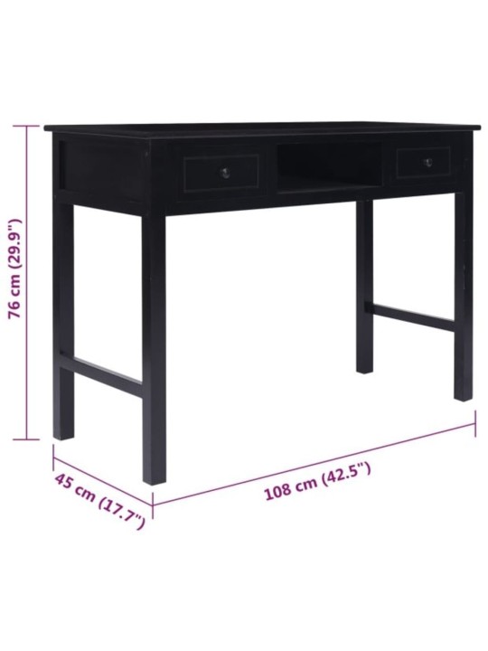 Psací stůl černý 108 x 45 x 76 cm masivní pavlovnie