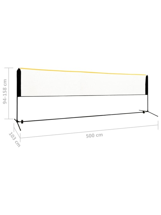 Nastavitelná badmintonová síť 500 x 103 x 94–158 cm kov