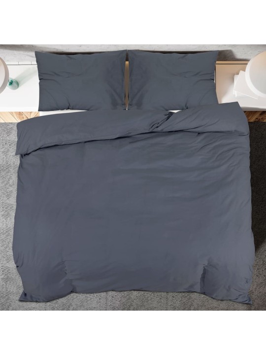 Sada ložního prádla antracitová 200 x 200 cm lehké mikrovlákno