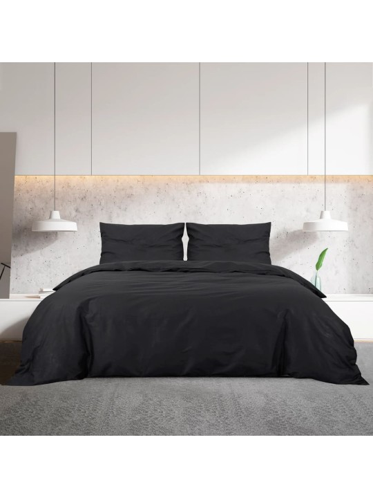 Sada ložního prádla černá 200 x 200 cm lehké mikrovlákno