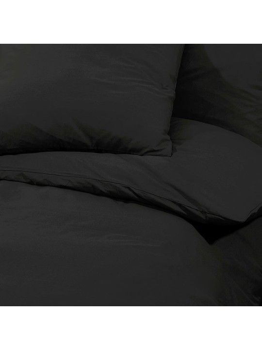 Sada ložního prádla černá 200 x 200 cm lehké mikrovlákno
