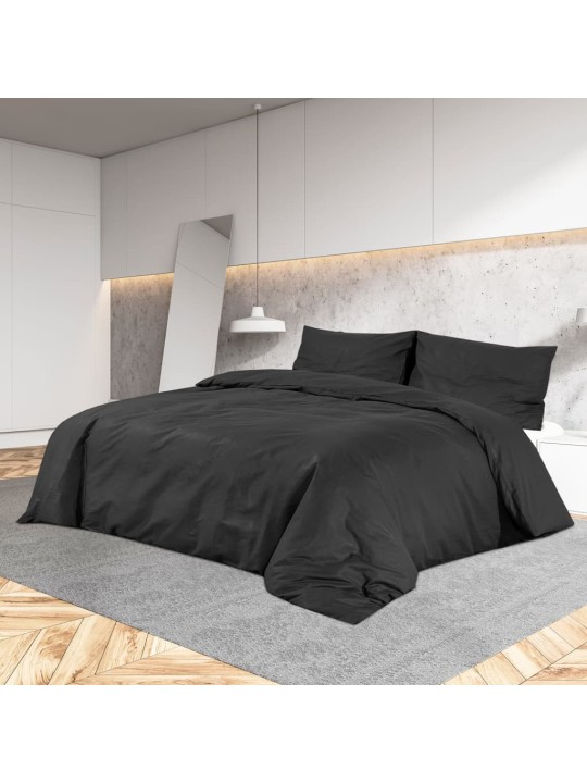 Sada ložního prádla černá 200 x 200 cm lehké mikrovlákno