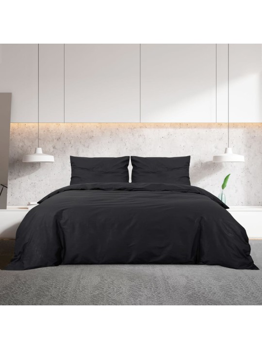 Sada ložního prádla černá 260 x 240 cm lehké mikrovlákno