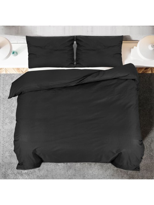 Sada ložního prádla černá 200 x 200 cm lehké mikrovlákno