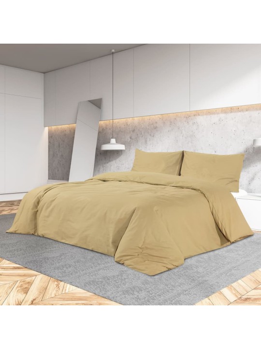 Sada ložního prádla taupe 140 x 200 cm lehké mikrovlákno