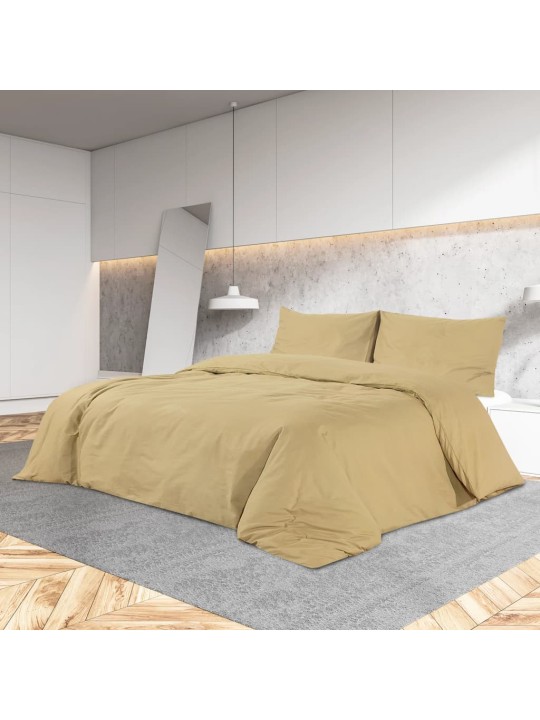 Sada ložního prádla taupe 200 x 200 cm lehké mikrovlákno