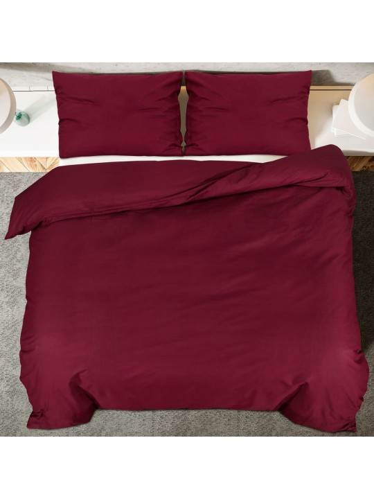 Sada ložního prádla bordó 200 x 200 cm lehké mikrovlákno