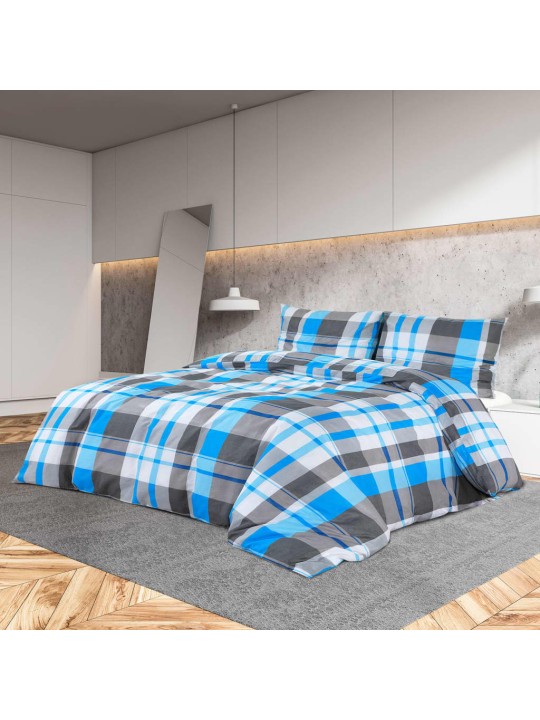 Sada ložního prádla modrá a šedá 200 x 200 cm bavlna