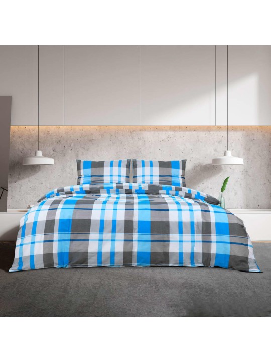 Sada ložního prádla modrá a šedá 200 x 220 cm bavlna