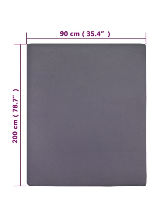 Jersey prostěradla 2 ks antracitová 90 x 200 cm bavlna