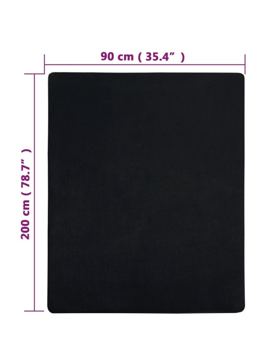 Jersey prostěradla 2 ks černá 90 x 200 cm bavlna