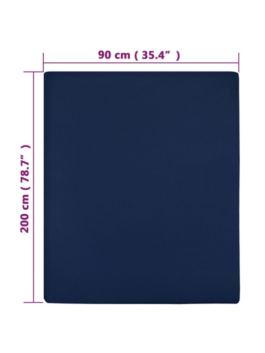 Jersey prostěradla 2 ks námořnická modř 90 x 200 cm bavlna