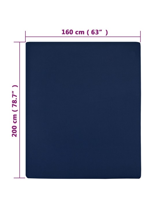 Jersey prostěradla 2 ks námořnická modř 160x200 cm bavlna