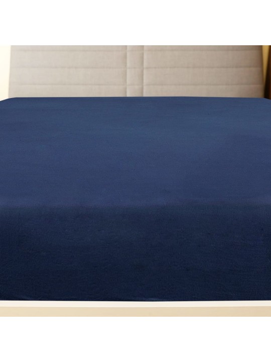 Jersey prostěradla 2 ks námořnická modř 180x200 cm bavlna