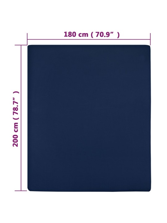 Jersey prostěradla 2 ks námořnická modř 180x200 cm bavlna