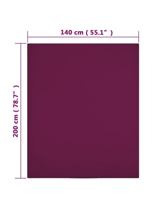 Jersey prostěradla 2 ks bordó 140x200 cm bavlna