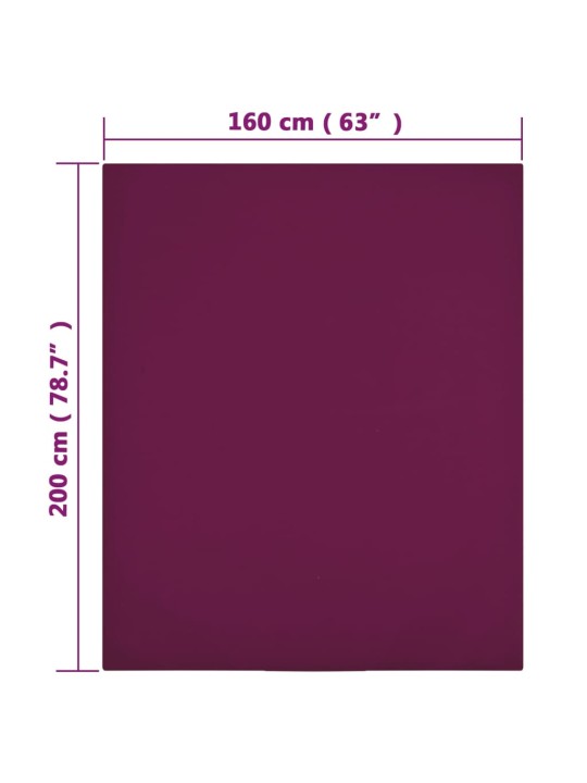 Jersey prostěradla 2 ks bordó 160x200 cm bavlna