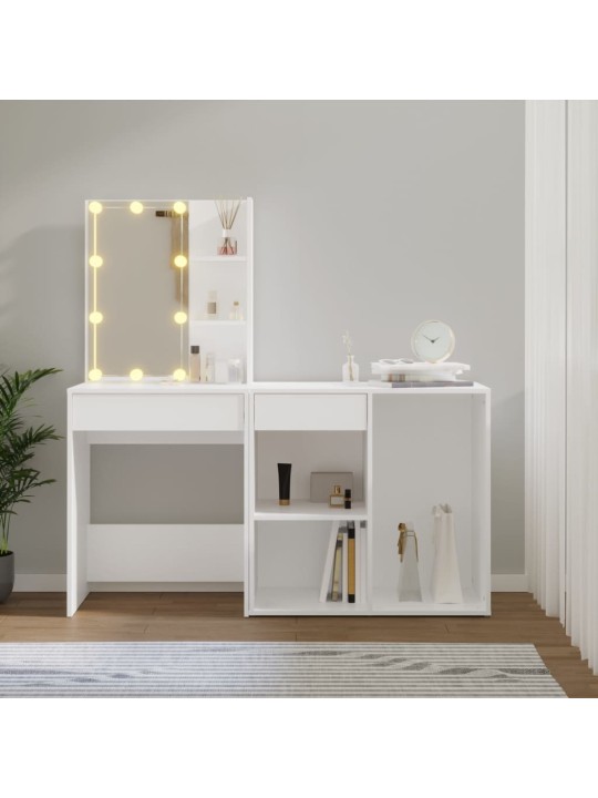 LED toaletní stolek se skříňkou bílý kompozitní dřevo