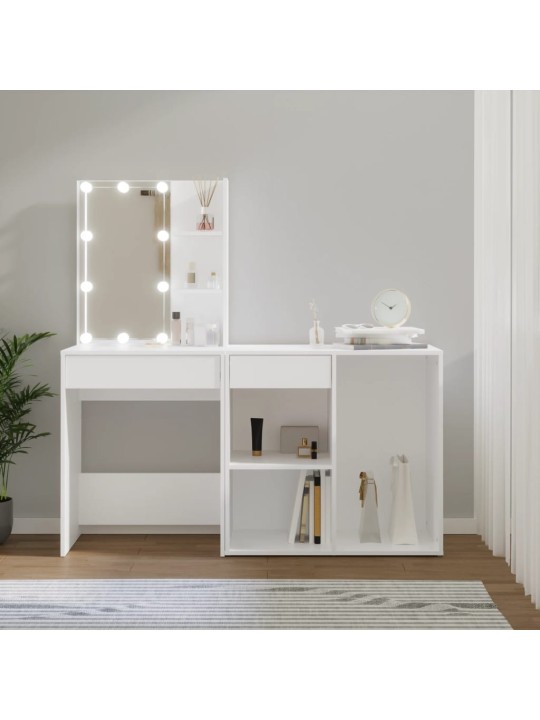 LED toaletní stolek se skříňkou bílý kompozitní dřevo