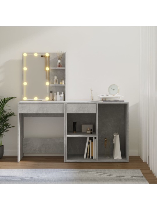 LED toaletní stolek se skříňkou betonově šedý kompozitní dřevo