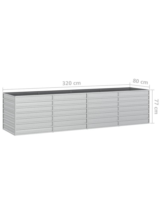Zahradní vyvýšený záhon 320x80x77 cm pozinkovaná ocel stříbrný