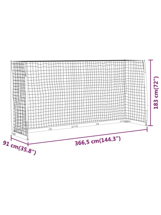 Fotbalová branka 366,5 x 91 x 183 cm ocel