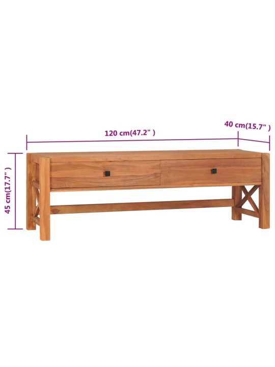 Tv skříňka se zásuvkami 120 x 40 x 45 cm masivní teakové dřevo