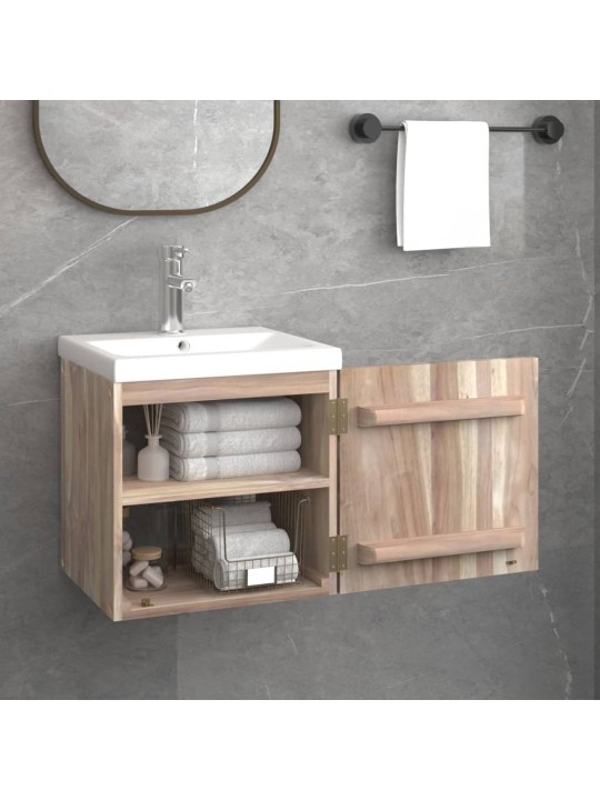 Nástěnná koupelnová skříňka 41 x 38 x 40 cm masivní teak