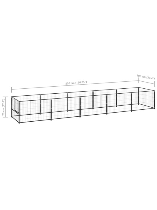 Psí kotec černý 5 m² ocel