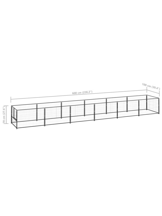 Psí kotec černý 6 m² ocel