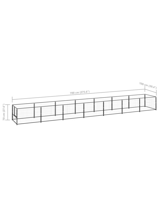 Psí kotec černý 7 m² ocel