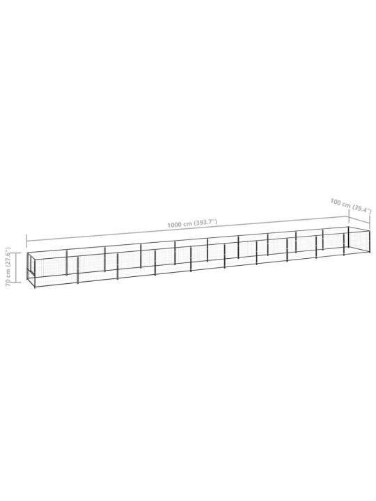Psí kotec černý 10 m² ocel