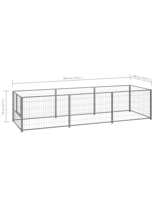 Psí kotec stříbrný 3 m² ocel