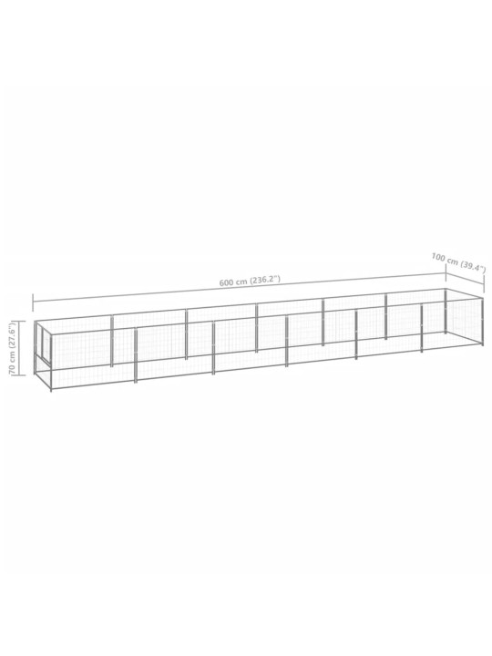 Psí kotec stříbrný 6 m² ocel