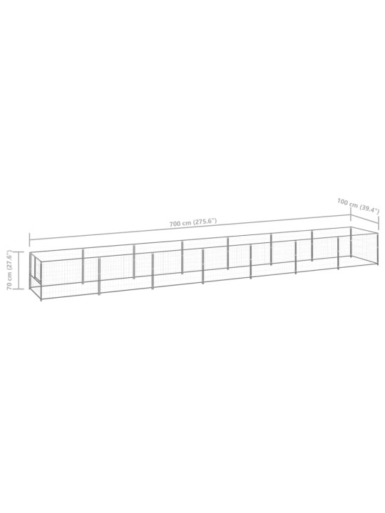 Psí kotec stříbrný 7 m² ocel