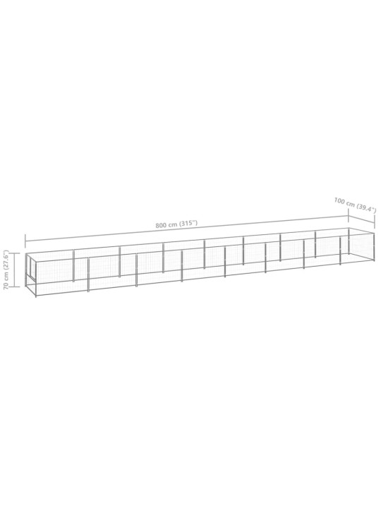 Psí kotec stříbrný 8 m² ocel