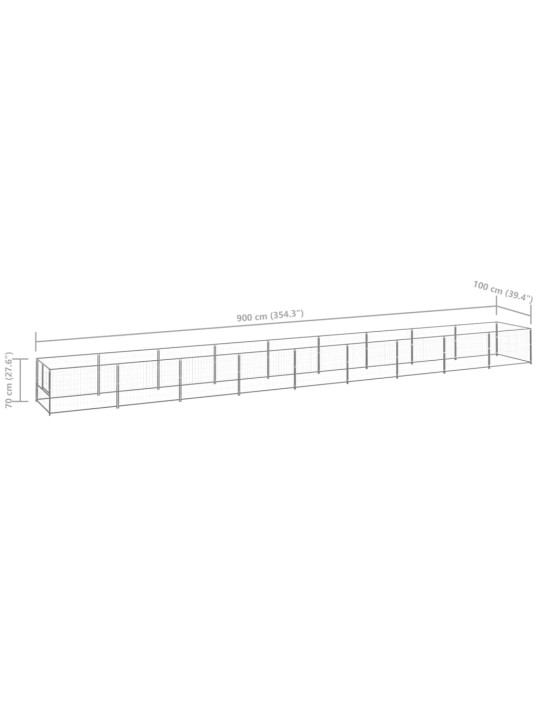 Psí kotec stříbrný 9 m² ocel